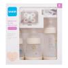 MAM Welcome To The World Set 0m+ Beige Подаръчен комплект шише за бебета Anti-Colic 160 ml 2 бр. + шише за бебета Anti-Colic 260 ml 1 бр. + биберон Start 1 бр. + лента за биберон 1 бр.