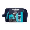 Gillette Mach3 Charcoal Подаръчен комплект самобръсначка 1 бр + гел за бръснене Series Cleansing 200 ml + резервни ножчета 1 бр + козметична чанта