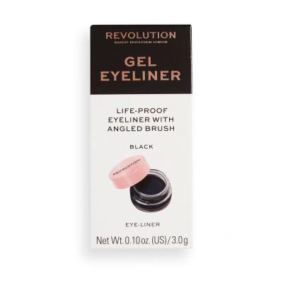 Makeup Revolution London Gel Eyeliner Pot With Brush Очна линия за жени 3 g Нюанс Black