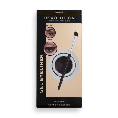 Makeup Revolution London Gel Eyeliner Pot With Brush Очна линия за жени 3 g Нюанс Black