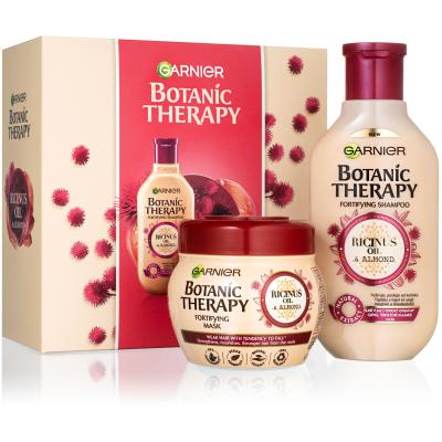 Garnier Botanic Therapy Ricinus Oil &amp; Almond Подаръчен комплект шампоан Botanic Therapy Fortifying Shampoo 250 ml + маска за коса Botanic Therapy Fortifying Mask 300 ml