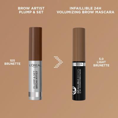 L&#039;Oréal Paris Infaillible Brows Volumizing Eyebrow Mascara Спирала за вежди за жени 4,4 ml Нюанс 5.0 Light Brunette