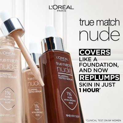 L&#039;Oréal Paris True Match Nude Plumping Tinted Serum Фон дьо тен за жени 30 ml Нюанс 4-5 Medium