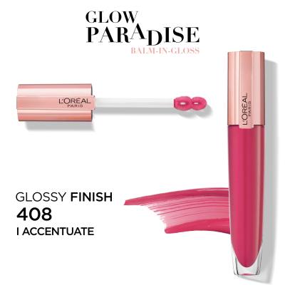 L&#039;Oréal Paris Glow Paradise Balm In Gloss Блясък за устни за жени 7 ml Нюанс 408 I Accentuate