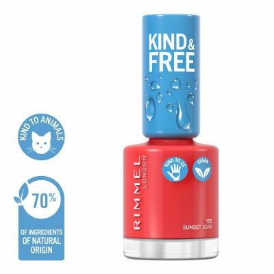 Rimmel London Kind &amp; Free Лак за нокти за жени 8 ml Нюанс 155 Sunset Soar