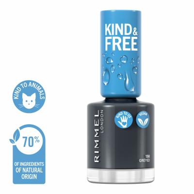 Rimmel London Kind &amp; Free Лак за нокти за жени 8 ml Нюанс 158 All Greyed Out