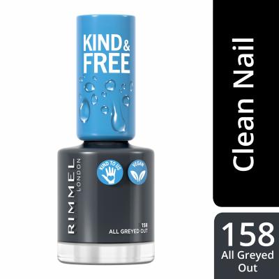 Rimmel London Kind &amp; Free Лак за нокти за жени 8 ml Нюанс 158 All Greyed Out