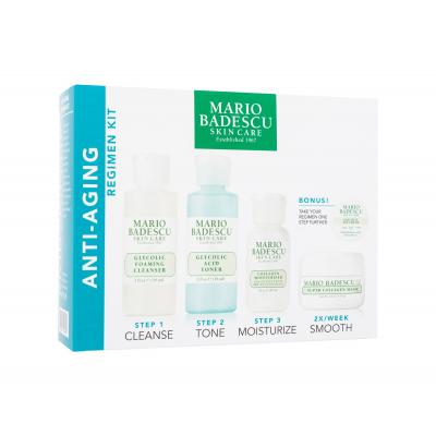 Mario Badescu Anti-Aging Regimen Kit Подаръчен комплект почистваща пяна Glycolic Foaming Cleanser 59 ml + тоник за лице Glycolic Acid Toner 59 ml + крем за лице Collagen Moisturizer SPF15 29 ml + маска за лице Super Collagen Mask 14 g + околоочен крем Glycolic Eye Cream 1 g