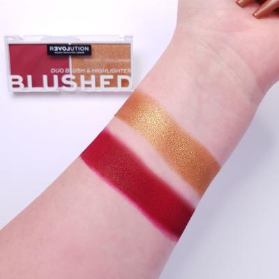 Revolution Relove Colour Play Blushed Duo Blush &amp; Highlighter Контурираща палитра за жени 5,8 g Нюанс Wishful