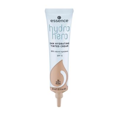 Essence Hydro Hero 24H Hydrating Tinted Cream SPF15 Фон дьо тен за жени 30 ml Нюанс 10 Soft Nude