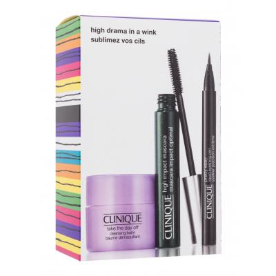 Clinique High Drama In A Wink Подаръчен комплект спирала High Impact 7 ml + околоочна линия Pretty Easy Liquid Eyelining Pen 0,34 ml Black + балсам за почистване на грим Take The Day Off Cleansing Balm 15 ml