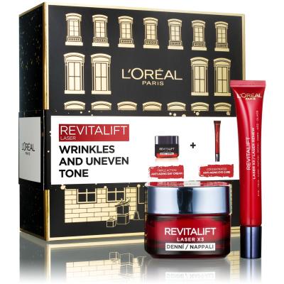 L&#039;Oréal Paris Revitalift Laser X3 Day Cream Подаръчен комплект дневен крем за лице Revitalift Laser X3 50 ml + околоочен крем Revitalift Laser X3 15 ml