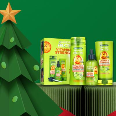 Garnier Fructis Vitamin &amp; Strength Подаръчен комплект шампоан Fructis Vitamin &amp; Strength 250 ml + балсам Fructis Vitamin &amp; Strength 200 ml + серум за коса Fructis Vitamin &amp; Strength 125 ml