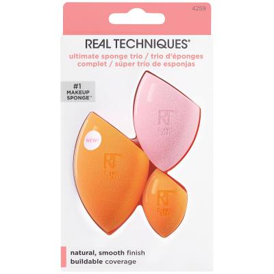 Real Techniques Ultimate Sponge Trio Подаръчен комплект гъба за фон дьо тен Miracle Complexion Sponge 1 бр + гъба за фон дьо тен Mini Miracle Complexion Sponge 1 бр + гъба за пудра Miracle Powder Sponge 1 бр