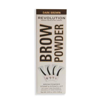 Makeup Revolution London Brow Powder Stamp &amp; Stencil Пудра за вежди за жени 0,65 g Нюанс Dark Brown