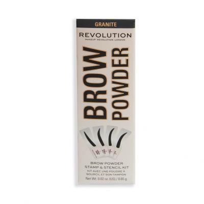 Makeup Revolution London Brow Powder Stamp &amp; Stencil Пудра за вежди за жени 0,65 g Нюанс Granite