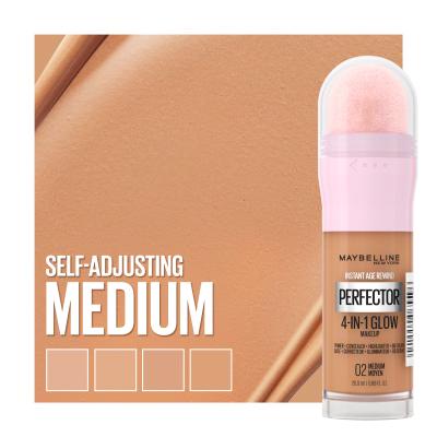 Maybelline Instant Anti-Age Perfector 4-In-1 Glow Фон дьо тен за жени 20 ml Нюанс 02 Medium