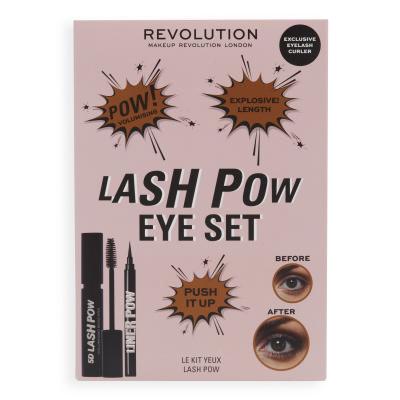 Makeup Revolution London Lash Pow Eye Set Подаръчен комплект спирала 5D Lash Pow Mascara 12,2 ml + очна линия Liner Pow 0,5 ml Black + щипки за извиване на мигли