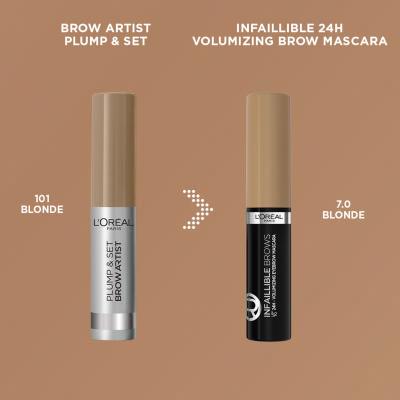 L&#039;Oréal Paris Infaillible Brows Volumizing Eyebrow Mascara Спирала за вежди за жени 4,4 ml Нюанс 7.0 Blonde