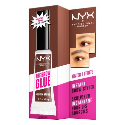 NYX Professional Makeup The Brow Glue Instant Brow Styler Гел и помада за вежди за жени 5 g Нюанс 03 Medium Brown