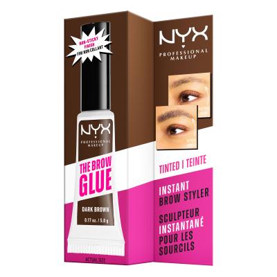 NYX Professional Makeup The Brow Glue Instant Brow Styler Гел и помада за вежди за жени 5 g Нюанс 04 Dark Brown