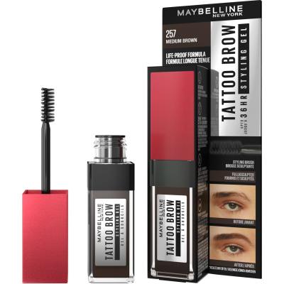 Maybelline Tattoo Brow 36H Styling Gel Гел и помада за вежди за жени 6 ml Нюанс 257 Medium Brown