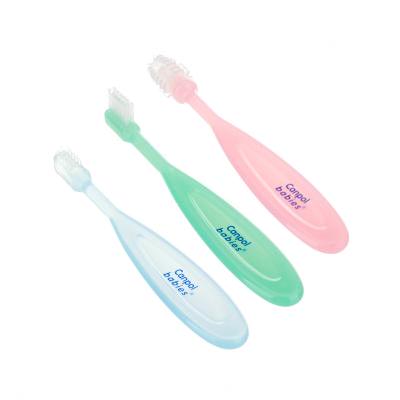 Canpol babies Baby Toothbrush Trainer Set Подаръчен комплект четка за масаж 1 бр + гумена четка за първите зъбки 1 бр + четка за зъби 1 бр