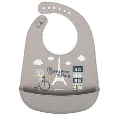 Canpol babies Bonjour Paris Silicone Bib With Pocket Лигавник за деца 1 бр