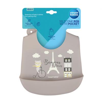 Canpol babies Bonjour Paris Silicone Bib With Pocket Лигавник за деца 1 бр