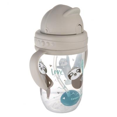 Canpol babies Exotic Animals Non-Spill Expert Cup With Weighted Straw Grey Чаша за деца 270 ml