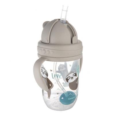 Canpol babies Exotic Animals Non-Spill Expert Cup With Weighted Straw Grey Чаша за деца 270 ml