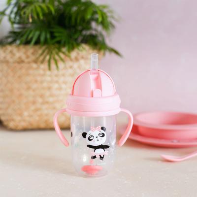 Canpol babies Exotic Animals Non-Spill Expert Cup With Weighted Straw Pink Чаша за деца 270 ml