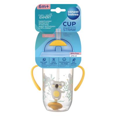 Canpol babies Exotic Animals Non-Spill Expert Cup With Weighted Straw Yellow Чаша за деца 270 ml