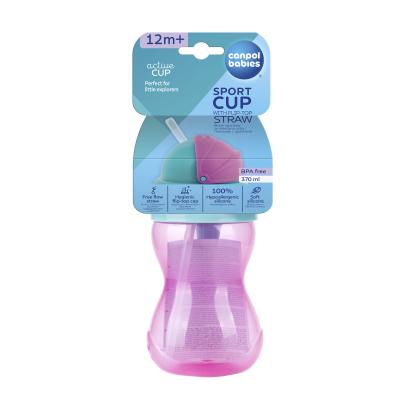 Canpol babies Active Cup Sport Cup With Flip-Top Straw Pink Чаша за деца 370 ml