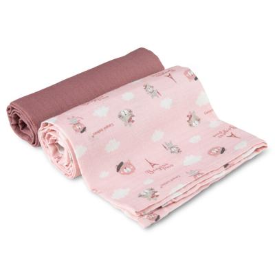 Canpol babies Bonjour Paris Muslin Squares Diapers Pink Пелена от плат за деца 2 бр