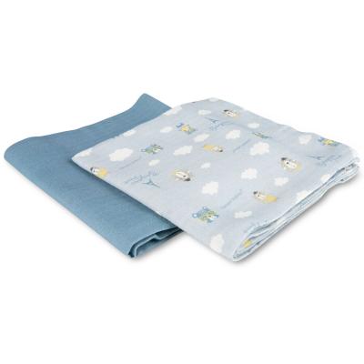 Canpol babies Bonjour Paris Muslin Squares Diapers Blue Пелена от плат за деца 2 бр