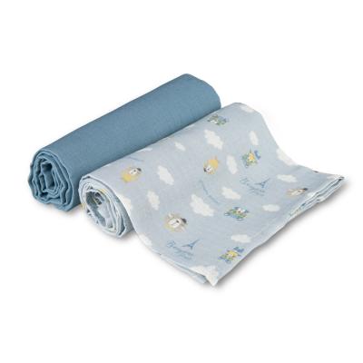 Canpol babies Bonjour Paris Muslin Squares Diapers Blue Пелена от плат за деца 2 бр