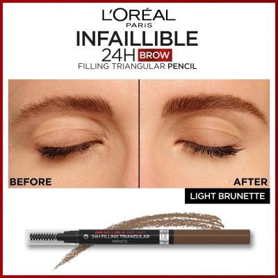 L&#039;Oréal Paris Infaillible Brows 24H Filling Triangular Pencil Молив за вежди за жени 1 ml Нюанс 05 Brunette