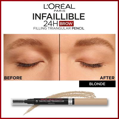 L&#039;Oréal Paris Infaillible Brows 24H Filling Triangular Pencil Молив за вежди за жени 1 ml Нюанс 07 Blonde