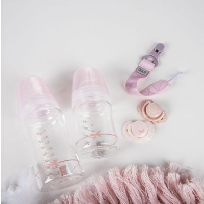 LOVI Baby Shower Glass Bottle Pink 0m+ Бебешко шише за деца 150 ml