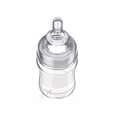 LOVI Baby Shower Glass Bottle Pink 0m+ Бебешко шише за деца 150 ml