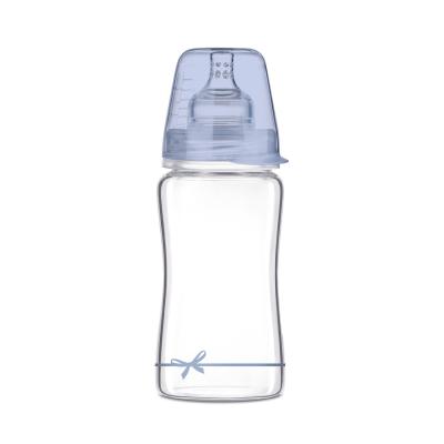 LOVI Baby Shower Glass Bottle Blue 3m+ Бебешко шише за деца 250 ml