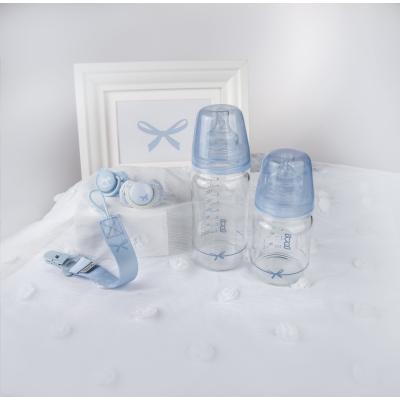 LOVI Baby Shower Glass Bottle Blue 3m+ Бебешко шише за деца 250 ml