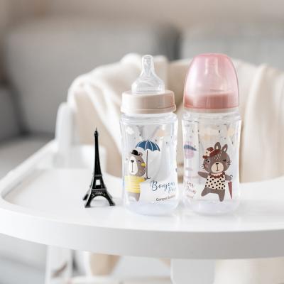 Canpol babies Bonjour Paris Easy Start Anti-Colic Bottle Pink 3m+ Бебешко шише за деца 240 ml