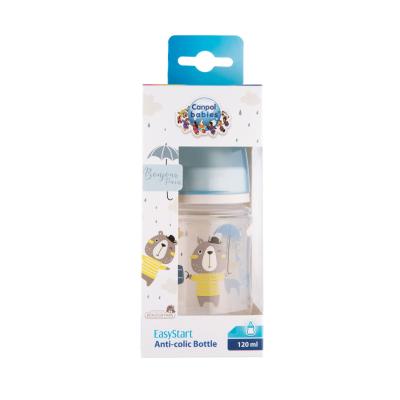 Canpol babies Bonjour Paris Easy Start Anti-Colic Bottle Blue 0m+ Бебешко шише за деца 120 ml