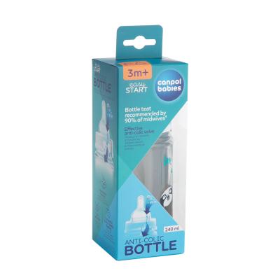 Canpol babies Exotic Animals Easy Start Anti-Colic Bottle Blue 3m+ Бебешко шише за деца 240 ml