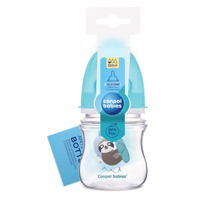 Canpol babies Exotic Animals Easy Start Anti-Colic Bottle Blue 0m+ Бебешко шише за деца 120 ml