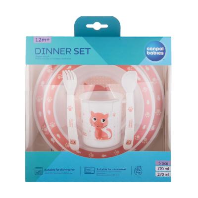 Canpol babies Cute Animals Dinner Set Cat Съдове за деца Комплект