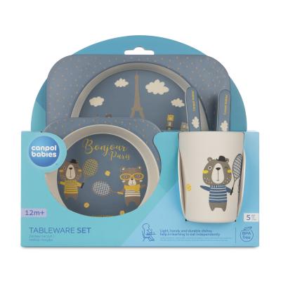 Canpol babies Bonjour Paris Tableware Set Blue Съдове за деца Комплект