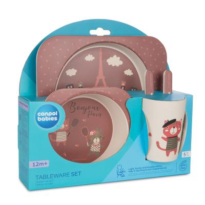 Canpol babies Bonjour Paris Tableware Set Red Съдове за деца Комплект